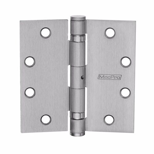 MacPro Full Mortise Hinge, 5-Knuckle, Standard Weight, 4-1/2" x 4-1/2", Square Corner, Non-Removable Pin, Satin Chrome