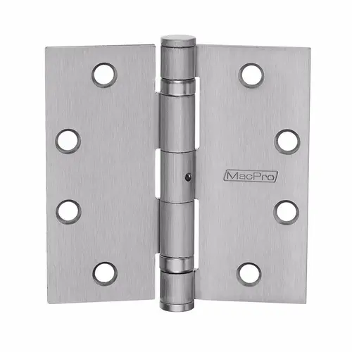 MacPro Full Mortise Hinge, 5-Knuckle, Standard Weight, 4-1/2" x 4-1/2", Square Corner, Non-Removable Pin, Satin Chrome