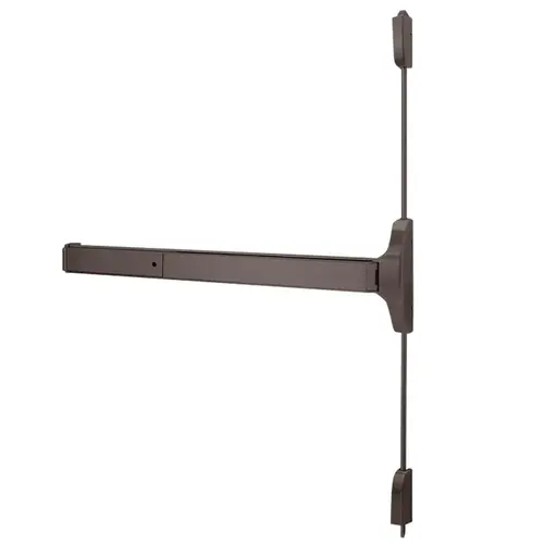 Grade 1 Surface Vertical Rod Exit Device, Narrow Stile Pushpad, 36" Length, 7' Height, Dark Bronze Painted Finish, Non-handed Dark Bronze Painted