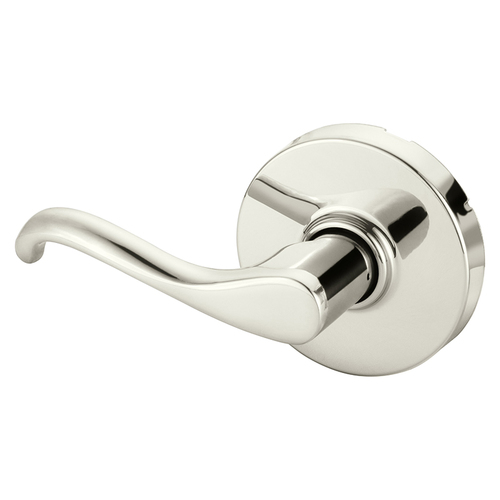 Grade 1 Single Lever Pull Cylindrical Lock, Y Lever, Non-Keyed, Bright Nickel Finish, Not Handed Bright Nickel