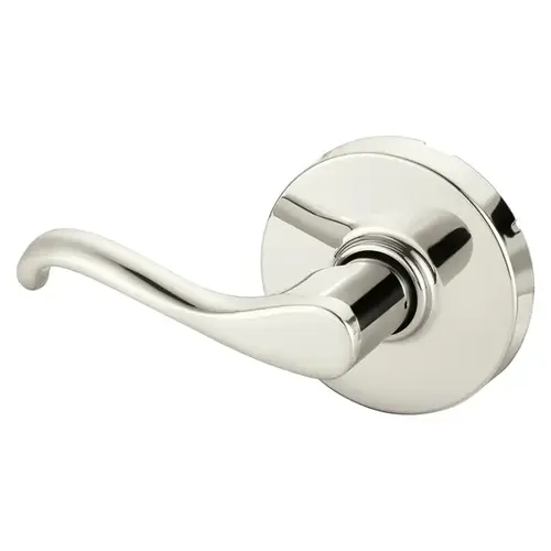 Grade 1 Single Lever Pull Cylindrical Lock, Y Lever, Non-Keyed, Bright Nickel Plated Clear Coated Finish, Left Hand Bright Nickel Plated Clear Coated