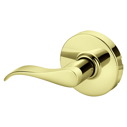 Grade 1 Double Lever Pull Cylindrical Lock, G Lever, Non-Keyed, Bright Brass Finish, Not Handed Bright Brass