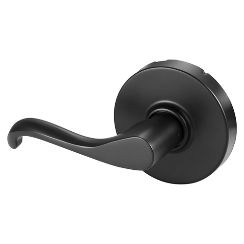 Grade 1 Single Lever Pull Cylindrical Lock, Y Lever, Non-Keyed, Black Suede Powder Coat Finish, Not Handed Black Suede Powder Coat