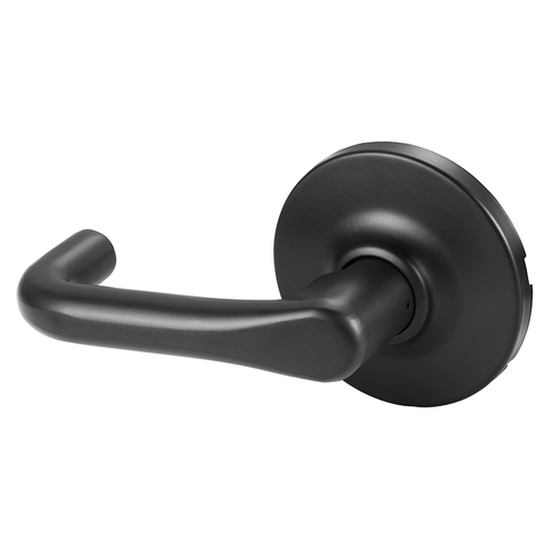 Grade 1 Double Lever Pull w/ Dummy Latch Plate Cylindrical Lock, J Lever, Non-Keyed, Black Suede Powder Coat Finish, Not Handed Black Suede Powder Coat