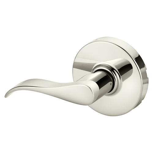 Grade 1 Double Lever Pull Cylindrical Lock, G Lever, Non-Keyed, Bright Nickel Plated Clear Coated Finish, Left Hand Bright Nickel Plated Clear Coated