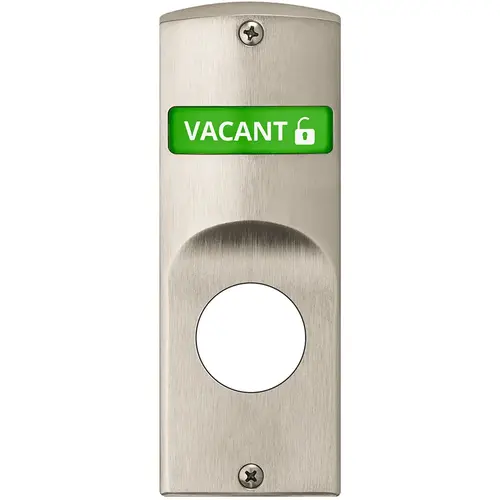 Mortise Indicator Kit for Sectional Trim with Cylinder Prep, Exterior Displays "Vacant / Occupied" in Green & Red Text, Satin Nickel Finish Satin Nickel