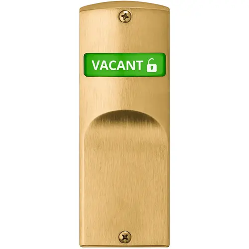 Mortise Indicator Kit for Sectional Trim without Input (Blank), Exterior Displays "Vacant / Occupied" in Green & Red Text, Satin Brass Finish Satin Brass