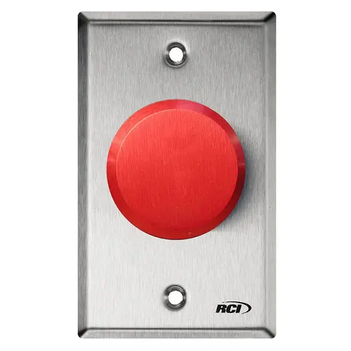 991 Series Pneumatic Time Delay Pushbutton, Red and Blank Button, 2 to 45 Second Delay, Brushed Stainless Steel Finish Applied