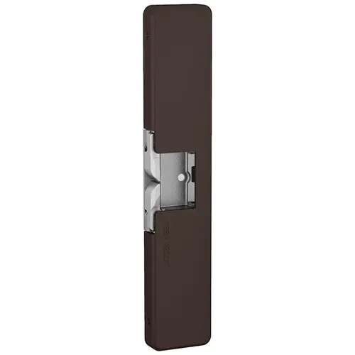 Slim Line Electric Strike 12/24VDC, FS/FSE, Rim Exits Max 1/2" Throw, 9" x 1-3/4" x 9/16", LBM Latchbolt Monitor, Wood or Metal Frame, 613E/US10BE Dark Oxidized Satin Bronze