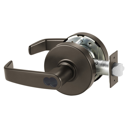 Classroom Security Cylindrical Lock Grade 1 with L Lever with Large Format IC Prep and L Rose and ASA Strike Less Core Dark Bronze Finish