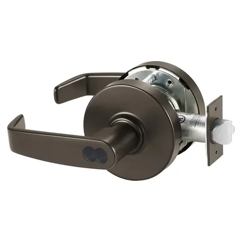 Entry Cylindrical Lock Grade 1 with L Lever with Small Format IC Prep and L Rose and ASA Strike Less Core Dark Bronze Finish