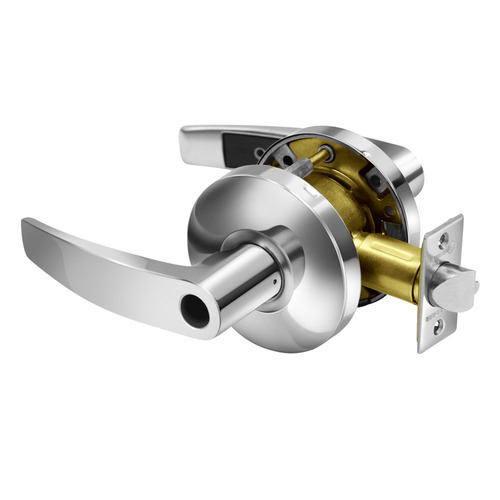 Grade 2 Storeroom/Closet Cylindrical Lock, B Lever, Conventional Less Cylinder, Bright Chrome Finish, Non-handed Bright Chrome