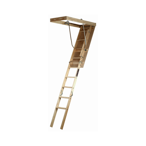 Louisville S254P Attic Ladder 7 To 8.75 ft. Ceiling 25.5" x 54" Wood Type I 250 lb. capacity