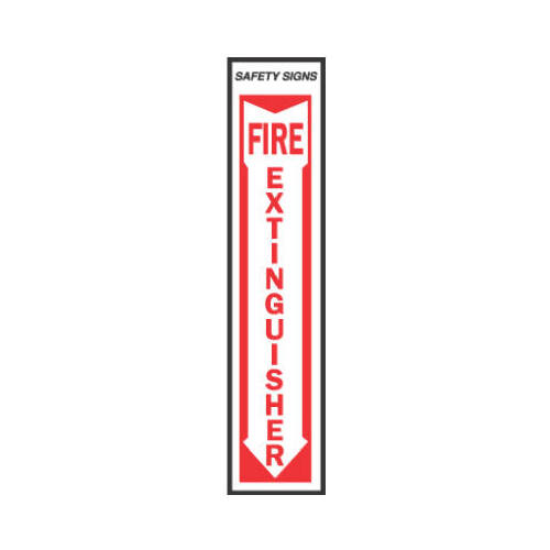 Decal English White Fire Extinguisher 18" H X 4" W