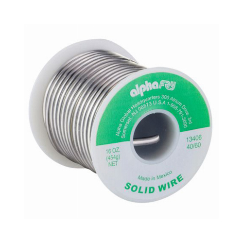 Solid Wire Solder 16 oz 0.13" D Tin/Lead 40/60