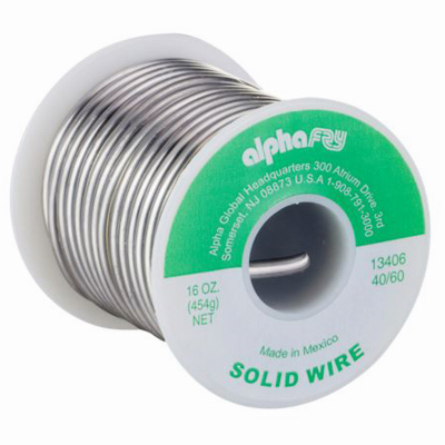 Alpha Metals AM13406 Solid Wire Solder 16 oz 0.13" D Tin/Lead 40/60