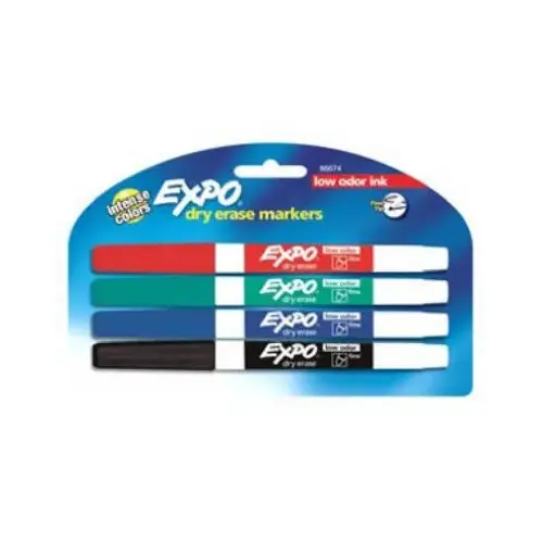 Low-Odor Fine-Point Dry Erase Markers - pack of 4