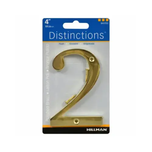 Number Distinctions 4" Gold Brass Screw-On 2 - pack of 3