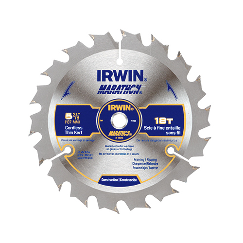 Irwin 14011 Circular Saw Blade, 5-1/2 in Dia, 0.39 in Arbor, 24-Teeth, Carbide Cutting Edge