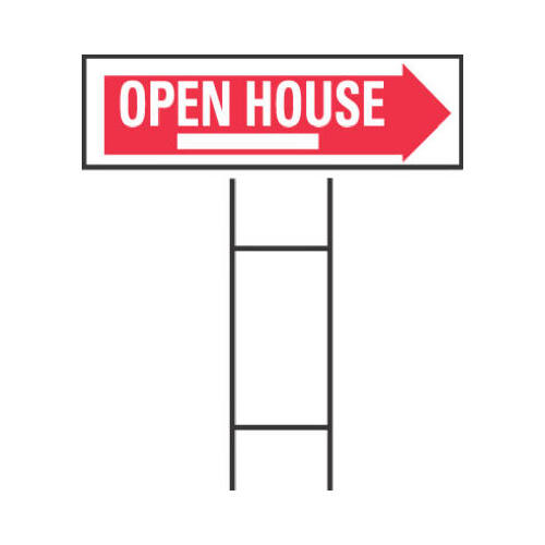 Sign English White Open House 6" H X 24" W