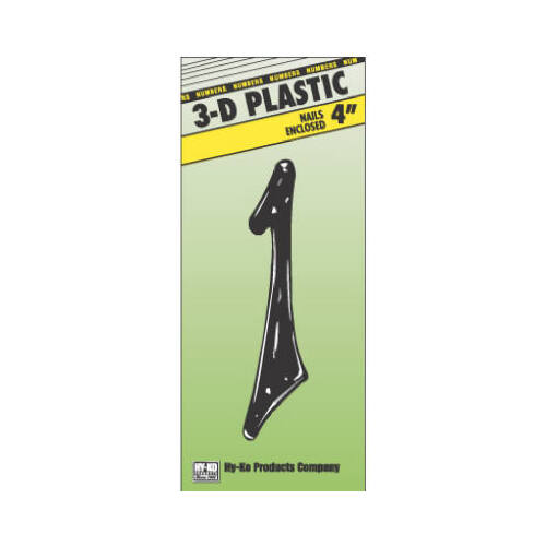Hillman 839752-XCP10 Number 4" Black Plastic Nail-On 1 - pack of 10