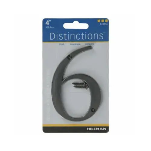 Number Distinctions 4" Bronze Zinc Die-Cast Screw-On 6 Bronze