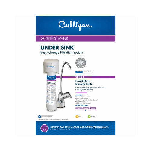 Culligan US-EZ-3 Under Sink Filter System, 500 gal Capacity, 0.5 gpm