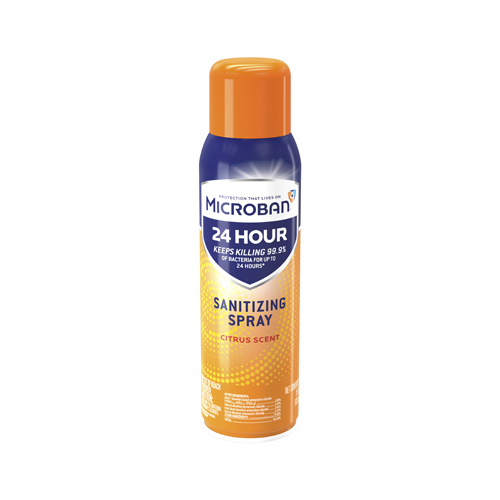 MICROBAN 48626-XCP6 Disinfectant Sanitizing Spray, 15 fl-oz, Aerosol, Citrus, Clear - pack of 6