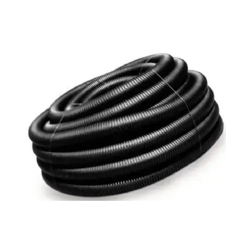 Single Wall Perforated Drain Pipe 4" D X 100 ft. L Polyethylene Slotted Black