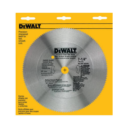 DEWALT DW3326 Circular Saw Blade 7-1/4" D X 5/8" S Steel 140 teeth