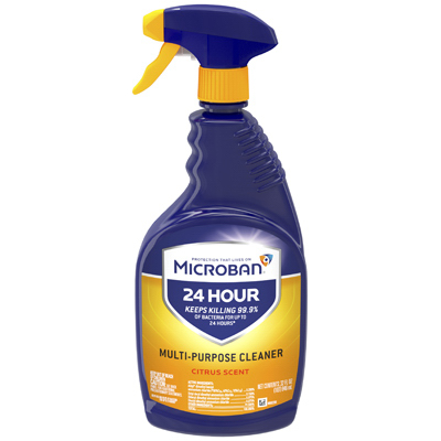 MICROBAN 47415 Cleaner, 32 oz Spray Bottle, Liquid, Citrus, Clear