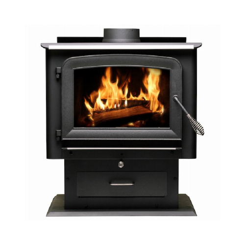 Pedestal Stove, 27 in W, 25 in D, 30.78 in H, 112,800 Btu Heating, Steel, Metallic Black