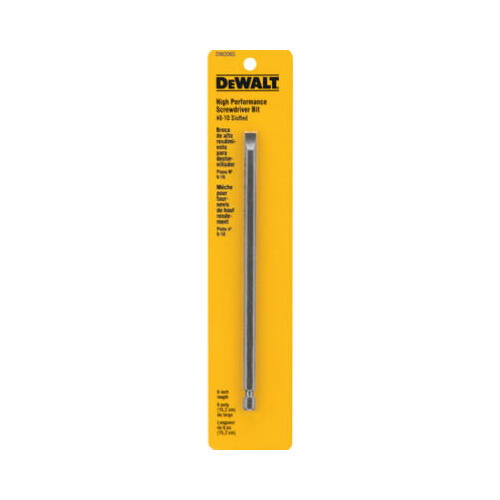 DEWALT DW2065 Power Bit, #8 Drive, Slotted Drive, 1/4 in Shank, Hex Shank, 6 in L, Steel Zinc Phosphate