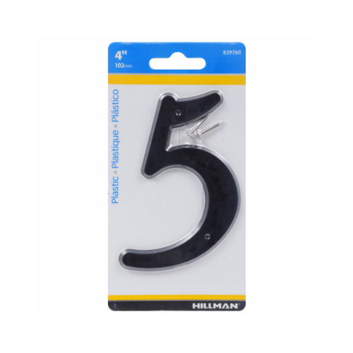 Number 4" Black Plastic Nail-On 5 - pack of 10