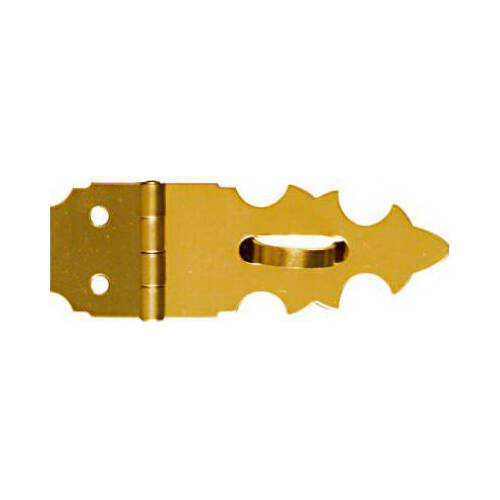 V1824 Series Decorative Hasp, 1-7/8 in L, 5/8 in W, Brass, Solid Brass, 1/8 in Dia Shackle