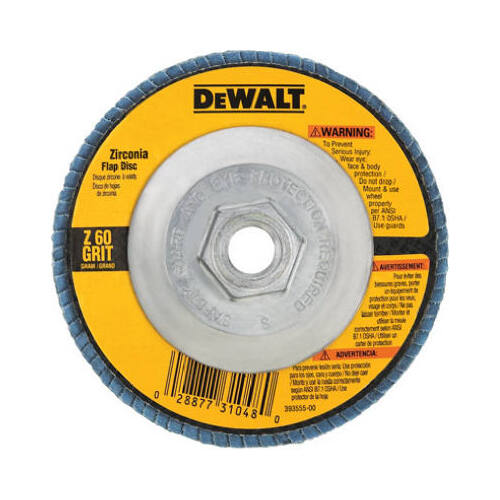DEWALT DW8313 Flap Disc, 41/2 in Dia, 5/811 Arbor, Coated, 80 Grit, Medium, Zirconia Abrasive