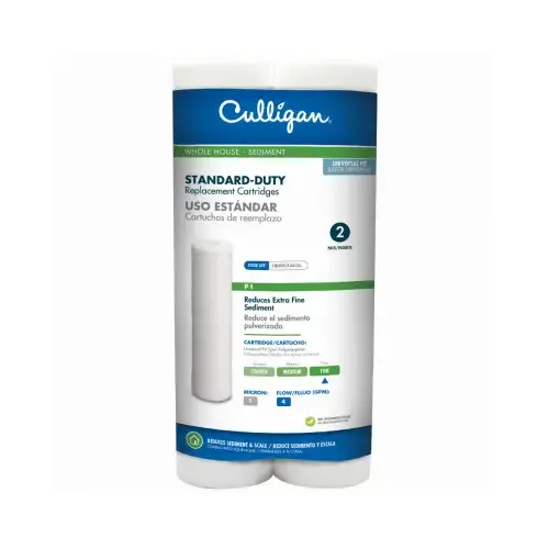 Culligan P1 Water Filter Cartridge, 1 um Filter, Polypropylene Spun Filter Media Pair