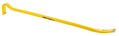 Stanley 55-104 Wrecking Bar, 36 in L, Beveled/Slotted Tip, 2 in Claw Blade Width 1, 1-3/4 in Claw Blade Width 2 Tip, HCS Yellow