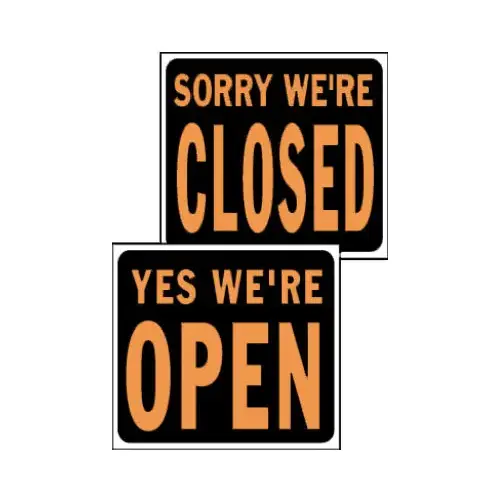 Sign English Black Open/Close 15" H X 19" W