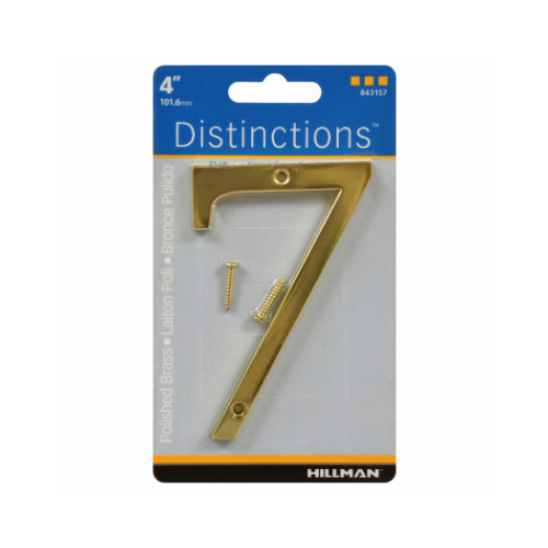 Number Distinctions 4" Gold Brass Screw-On 7 - pack of 3