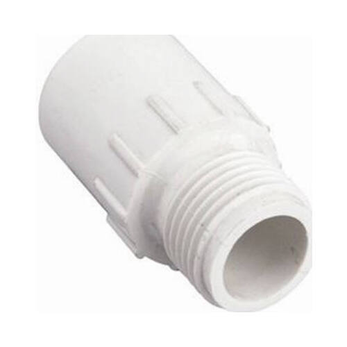 Orbit 53361 Hose to Pipe Adapter, 3/4 x 3/4 in, Slip Joint x MHT, Polyvinyl Chloride, White