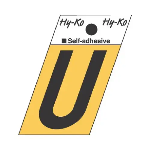 Letter 1-1/2" Black Aluminum Self-Adhesive U Gold