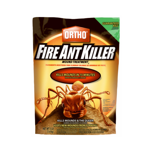 Ortho 0205506 Fire Ant Killer-Mount Treatment, Granular, Flower Gardens, Ornamentals, Residential Lawns, 3 lb Bag