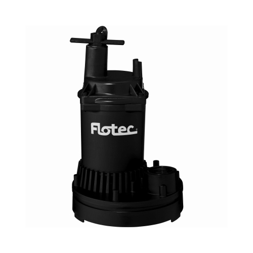Flotec FP0S1250X Submersible Utility Pump, 115 V, 0.166 hp, 1 in Outlet, 1200 gph, Thermoplastic