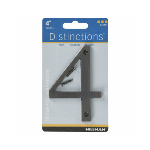 Number Distinctions 4" Bronze Metal Screw-On 4 - pack of 3