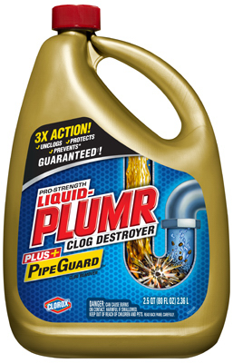 Liquid-Plumr 00228 Clog Remover, Liquid, Pale Yellow, Bleach, 80 oz Bottle