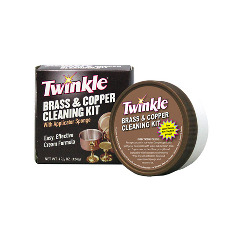 TWINKLE 525105 Brass and Copper Cleaning Kit, 4.4 oz, Paste, Lemon, Greenish Yellow