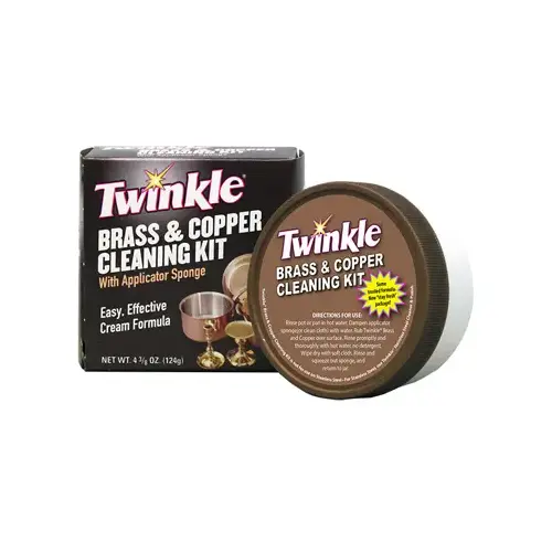 TWINKLE 525105 Brass and Copper Cleaning Kit, 4.4 oz, Paste, Lemon, Greenish Yellow