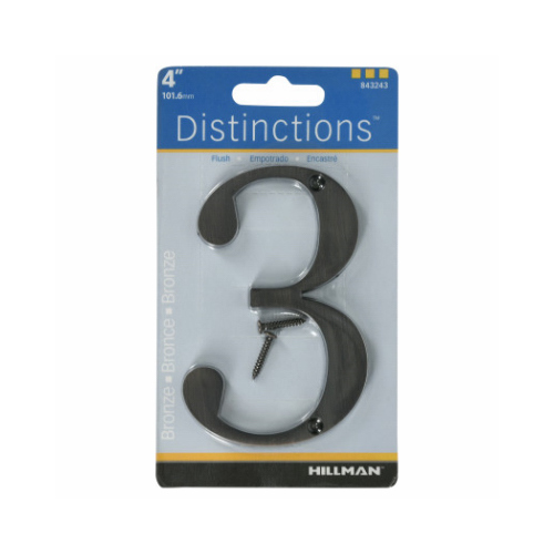 Number Distinctions 4" Bronze Metal Screw-On 3 - pack of 3