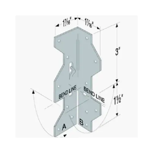 Framing Angle, 1-7/16 in W, 4-1/2 in D, Steel, ZMAX